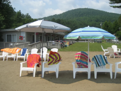 chairs and beach towels